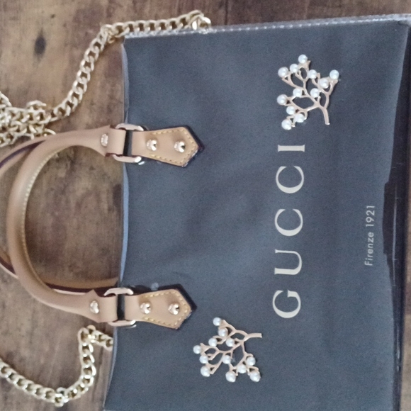 Repurposed Up Cycled PVC bag made w/ authentic Gucci shopping bag-Hand Crafted - Picture 6 of 8